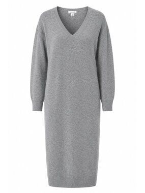 Nordstrom Wool Cashmere Blend V Neck Maxi Sweater Dress Gray XS Office Holiday